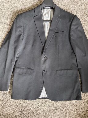 Classic Men's Charcoal/Black Two-Button Blazer
